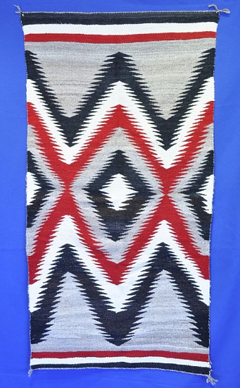 01 - Navajo Textiles, Navajo rug: Lightning motif
1940