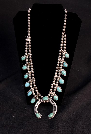 08 - Jewelry-New, Navajo Naja Necklace with Turquoise Settings
Sterling silver