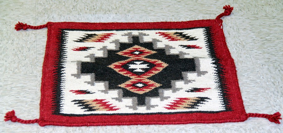14- Non-Navajo Textiles, Pillow Cover: Southwest, White Field, Red Border (21" x 21")
Wool