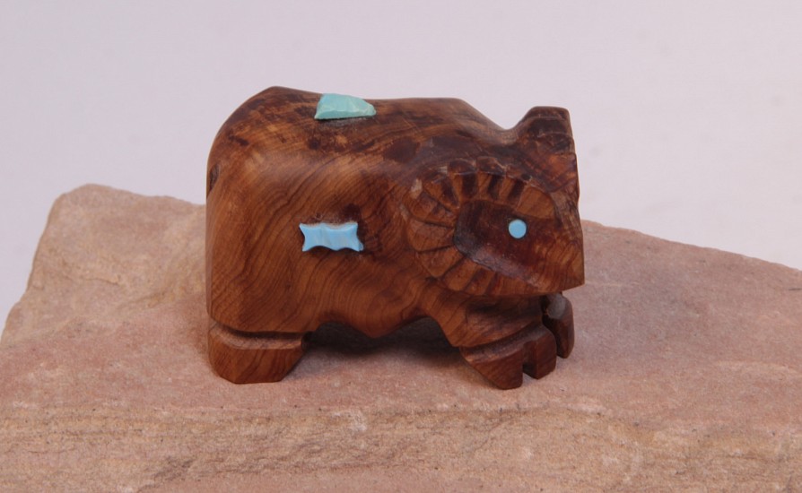06 - Zuni Fetishes, Zuni Fetish by Saville Hattie: Ram, Wood with Turquoise (1.5" ht x 1" w x 2" l)
Contemporary