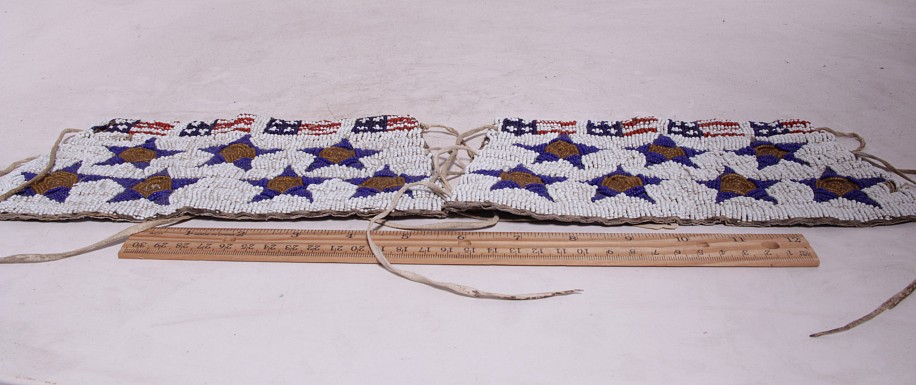 09 - Beadwork, Antique Plains Cuffs - US Flag Motif 9" x 5"
c1890s
