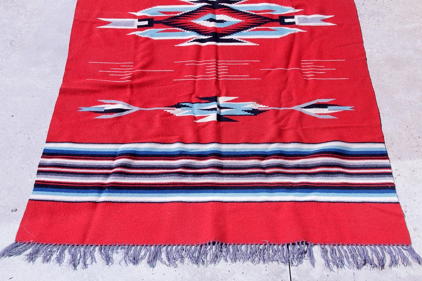 14- Non-Navajo Textiles, Large Mexican Rug 79" x 43" c.1950s