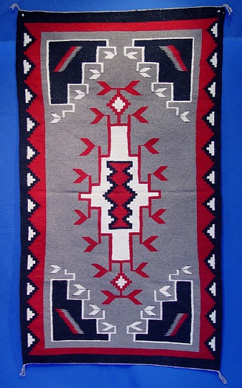 01 - Navajo Textiles, Navajo Rug: c. 1980 Crystal (36" x 67")
1980, Handspun wool