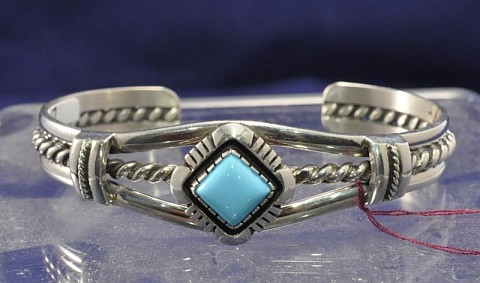08 Jewelry New B2 Bracelets Single Stone Settings Works Len Contemporary Navajo Indian Bracelet Traditional One Turquoise Setting Square Cut