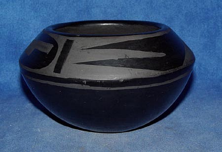 03 - Pueblo Pottery, San Ildefonso Pottery: c. 1960 Blackware Bowl (3" ht x 5" d)
c. 1960, Hand coiled clay pottery