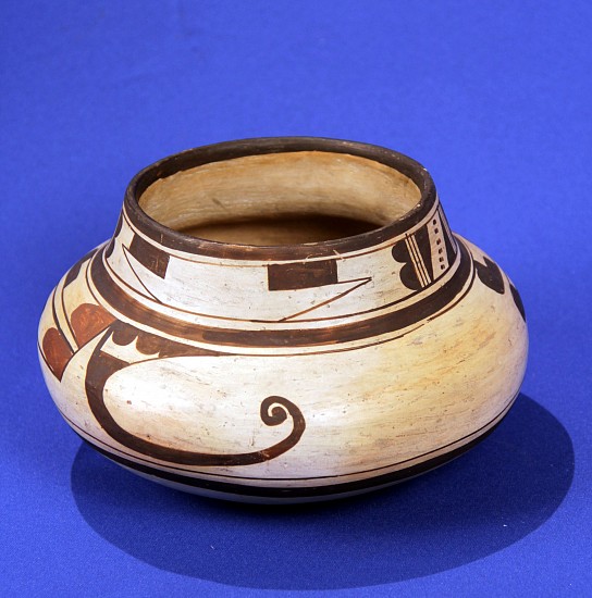 03 - Pueblo Pottery, Important Antique Hopi Pottery: c. 1900-1920 Polychrome Jar, Unsigned, Possible Nampeyo (5" ht x 8" d)
c. 1900-1920, Hand coiled clay pottery