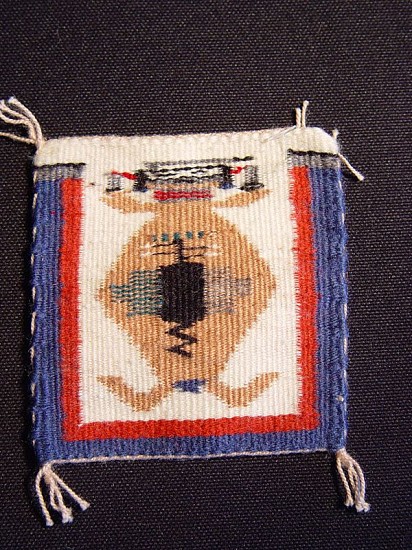 01 - Navajo Textiles, Miniature Navajo Rug: "Mother Earth" Sandpainting Motif by Lula Brown (4" x 4")
2000, Handspun wool