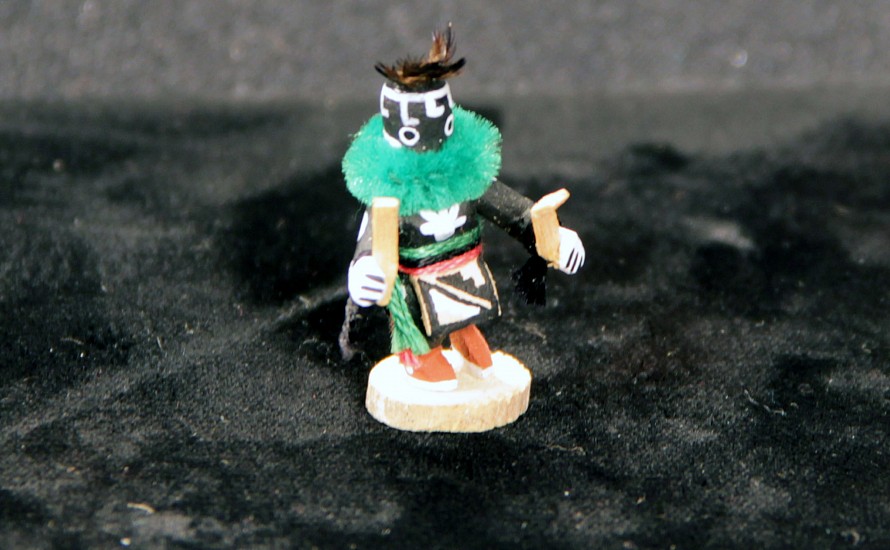 05 - Kachinas and Dolls, Miniature Hopi Kachina: Death Fly (1.5")
Hand Carved and Painted Cottonwood Root