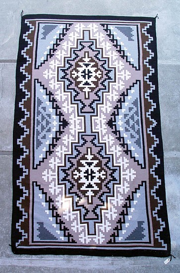 01 - Navajo Textiles, HUGE New 10 ft.  Two Grey Hills Navajo Rug:by Regina Bia, Mint Condition (about 6' x 10', 70" x 121")
1990, Handspun wool