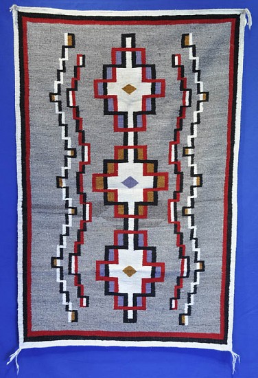 01 - Navajo Textiles, Antique Navajo Ganado rug with Interlocking Crosses Motif
1920, Handspun wool