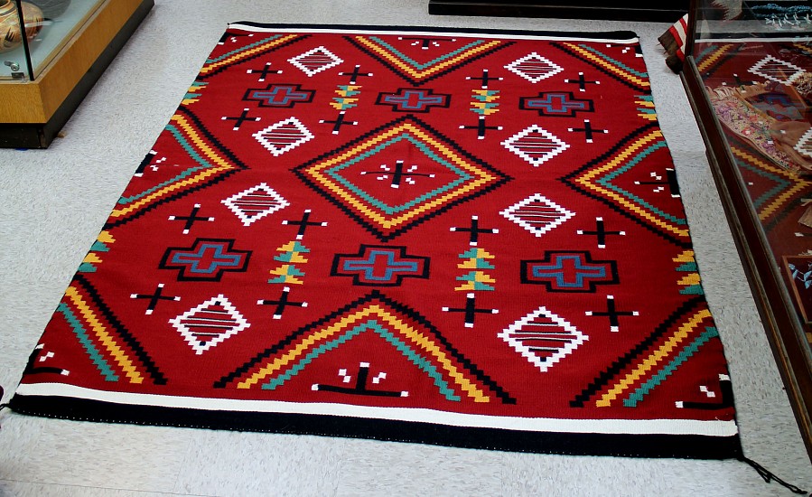 01 - Navajo Textiles, Navajo Germantown Revival: c. 1990 Fine and Tight Weave, Mint Condition (60"x81")
1990, Wool