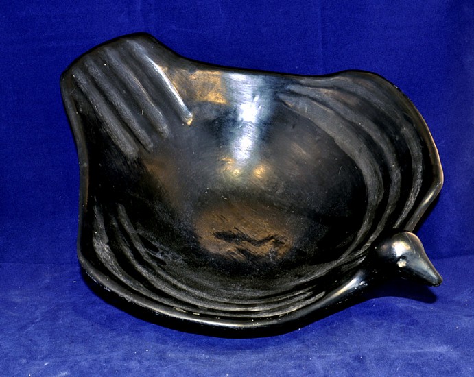 03 - Pueblo Pottery, Antique Santa Clara Pottery: c. 1900-1920 Large Bird Effigy Bowl attr. Sarafina Tafoya (4.5" ht x 14.5" d)
c. 1900-1920, Hand coiled clay pottery
