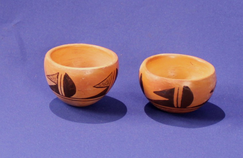 03 - Pueblo Pottery, Pair of Hopi Pottery: Bowls by Gertrude Adams (each 2.25" ht x 3.25" d)
Mid 20th century