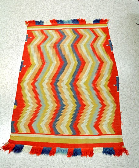 01 - Navajo Textiles, Antique Navajo Germantown Childs Blanket Eyedazzler c1880 32"x49"
1880