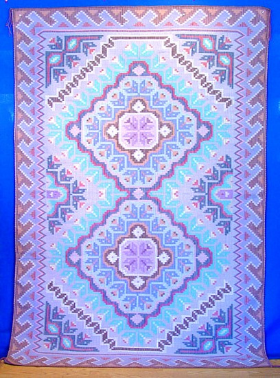 01 - Navajo Textiles, Navajo Rug: c. 1980 Raised Outline by Marie Nez (59" x 87")
1980, Handspun wool