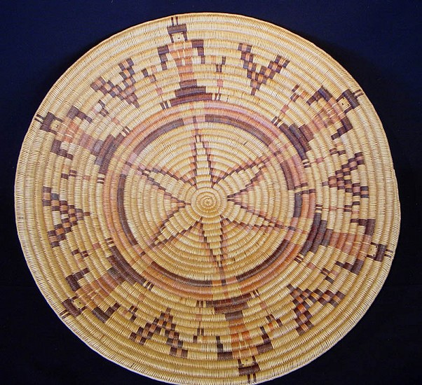 02 - Indian Baskets, Large Navajo/Ute Basketry: c. 1975 Pictorial Tray (29" d)
c. 1975, Willow