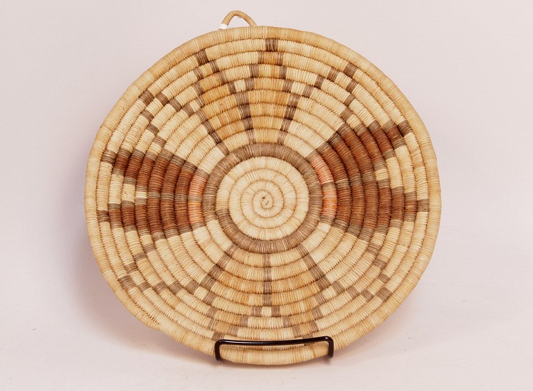 02 - Indian Baskets, Hopi Basketry: Mid-20th Century Coiled Tray, Floral Motif (11" d)
Mid-20th century