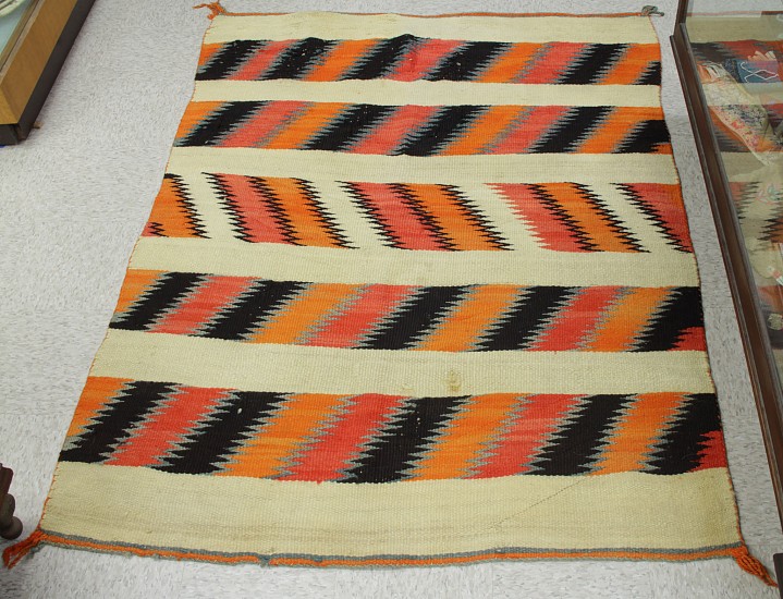 01 - Navajo Textiles, Navajo Transitional Rug: c. 1880 Zigzag (55" x 75")
c. 1880, Handspun wool