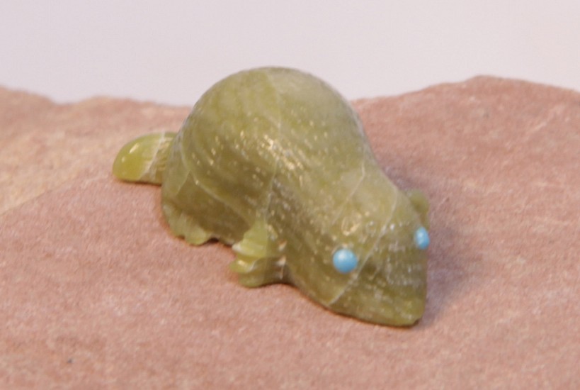 06 - Zuni Fetishes, Zuni Fetish by Bernie Laselute: Mole, Serpentine with Turquoise (0.5" ht x 0.5 w x 1.5" l)
Contemporary