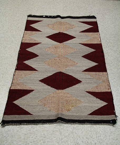 01 - Navajo Textiles, Early Navajo TWilled Weave Double Saddle Blanket: c. 1940s Twilled, Diamond Motifs (29" x 57")
c. 1940s, Handspun wool