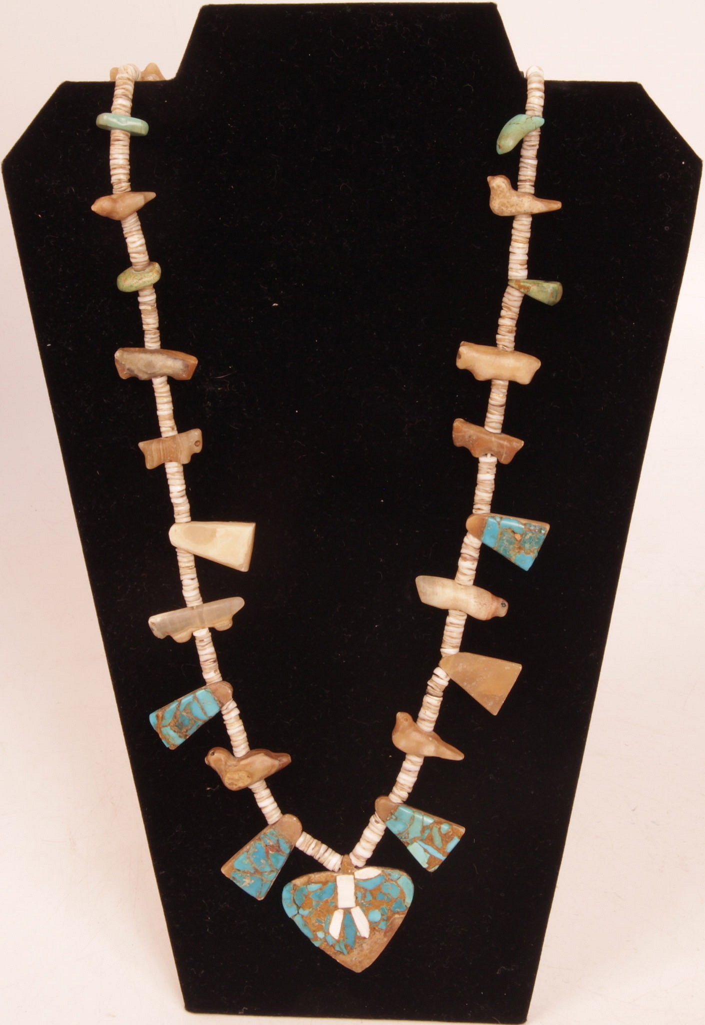 Zuni Style Squash Blossom Necklace "Sunface" Chief Squash Blossom Enameled MotherofPearl