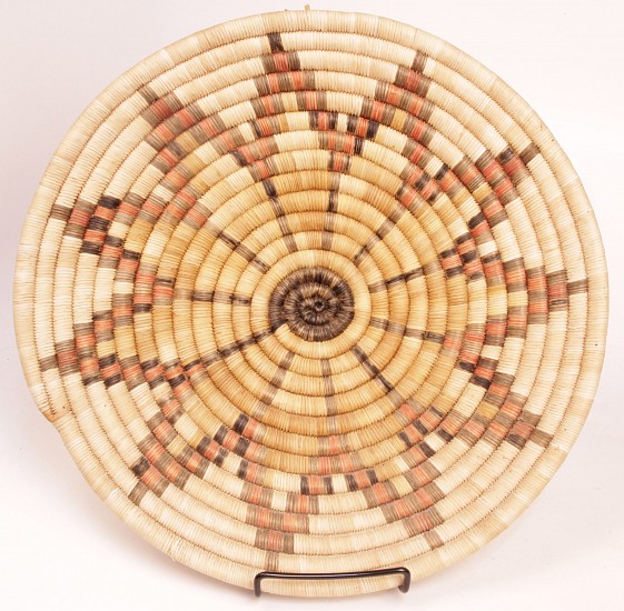02 - Indian Baskets, Hopi Basketry: Mid-20th Century Coiled Plaque, Star/Floral Motif (14.25" d)
Mid-20th century