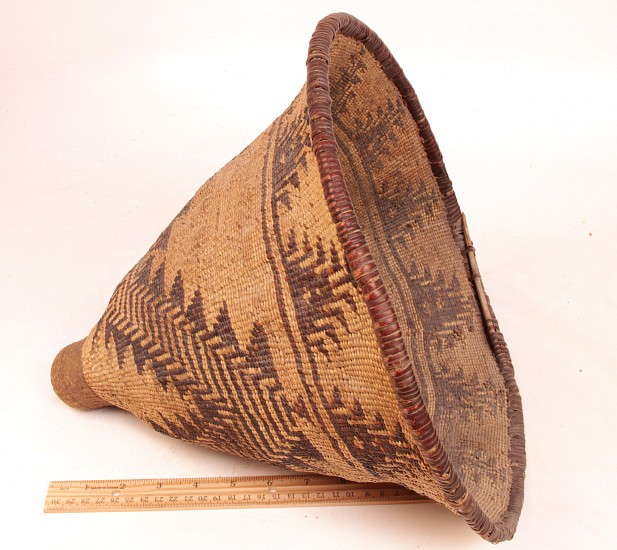 02 - Indian Baskets, Huge Pit River Achumawi Burden Basket 13 1/2" length x 15" wide c.1890s